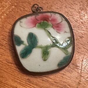 Vintage Y2K Artisan Floral Ceramic Pendant